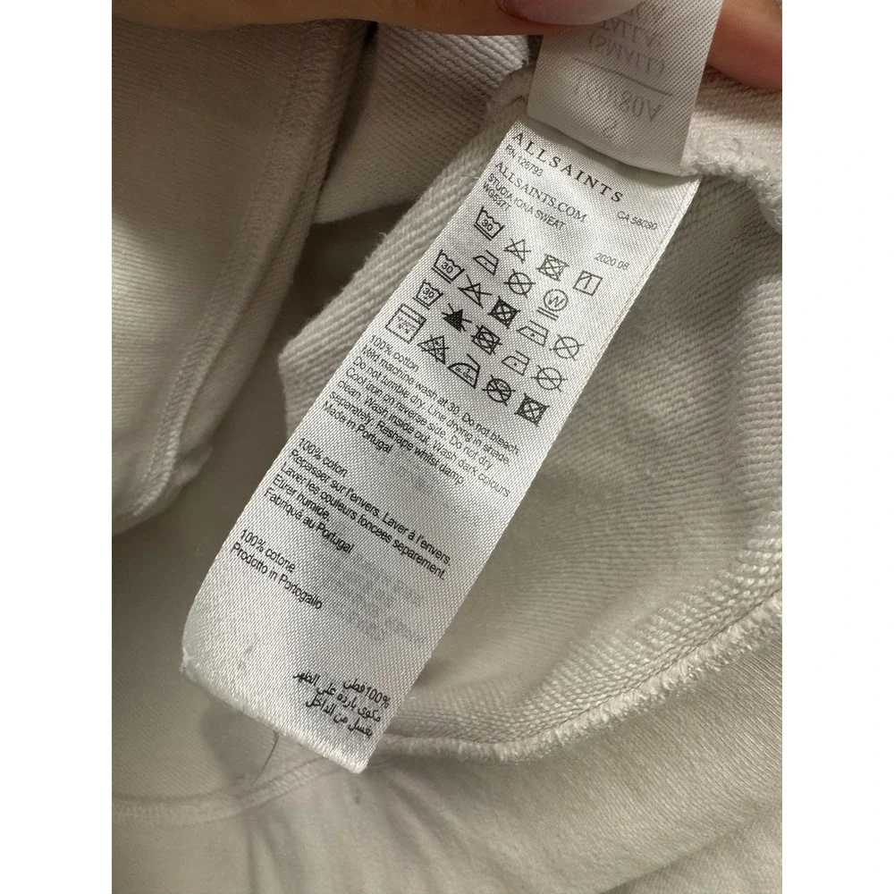 AllSaints‎ Sweatshirt Womens Small White Iona Studded Logo Pullover